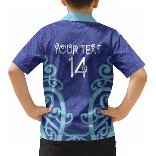 Northland Custom Rugby New Zealand Kid Hawaiian Shirt Aotearoa Maori Pukana Tiki Mascot