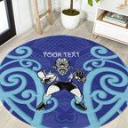 Northland Custom Rugby New Zealand Round Carpet Aotearoa Maori Pukana Tiki Mascot