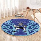 Northland Custom Rugby New Zealand Round Carpet Aotearoa Maori Pukana Tiki Mascot
