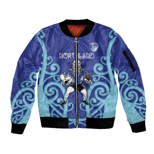 Northland Custom Rugby New Zealand Sleeve Zip Bomber Jacket Aotearoa Maori Pukana Tiki Mascot