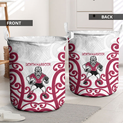 North Harbour Rugby New Zealand Laundry Basket Aotearoa Maori Pukana Tiki Mascot