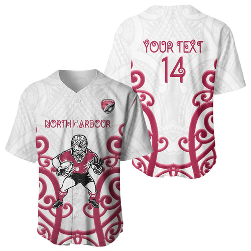 North Harbour Custom Rugby New Zealand Baseball Jersey Aotearoa Maori Pukana Tiki Mascot