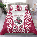 North Harbour Rugby New Zealand Bedding Set Aotearoa Maori Pukana Tiki Mascot
