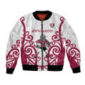 North Harbour Custom Rugby New Zealand Bomber Jacket Aotearoa Maori Pukana Tiki Mascot