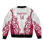 North Harbour Custom Rugby New Zealand Bomber Jacket Aotearoa Maori Pukana Tiki Mascot
