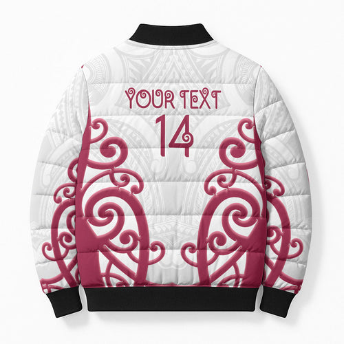North Harbour Custom Rugby New Zealand Bomber Puffer Jacket Aotearoa Maori Pukana Tiki Mascot
