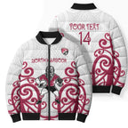 North Harbour Custom Rugby New Zealand Bomber Puffer Jacket Aotearoa Maori Pukana Tiki Mascot
