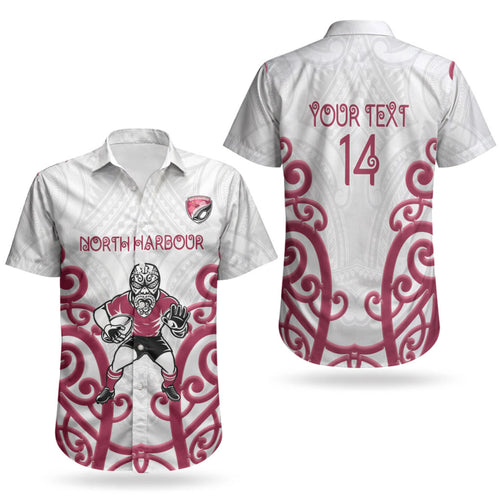 North Harbour Custom Rugby New Zealand Couples Matching Mermaid Dress and Hawaiian Shirt Aotearoa Maori Pukana Tiki Mascot