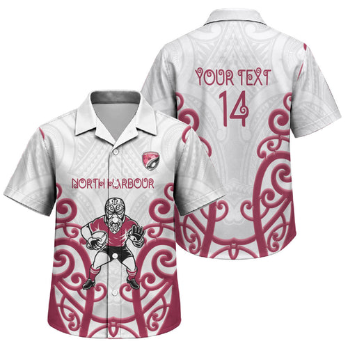 North Harbour Custom Rugby New Zealand Family Matching Off Shoulder Maxi Dress and Hawaiian Shirt Aotearoa Maori Pukana Tiki Mascot