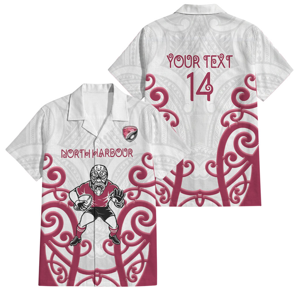 North Harbour Custom Rugby New Zealand Family Matching Puletasi and Hawaiian Shirt Aotearoa Maori Pukana Tiki Mascot