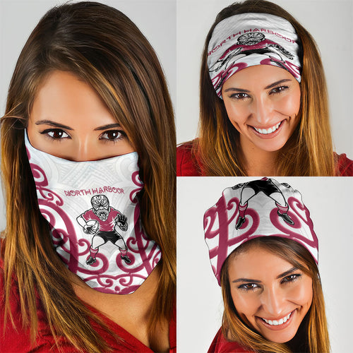North Harbour Rugby New Zealand Neck Gaiter Aotearoa Maori Pukana Tiki Mascot