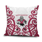 North Harbour Rugby New Zealand Pillow Cover Aotearoa Maori Pukana Tiki Mascot
