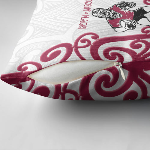 North Harbour Rugby New Zealand Pillow Cover Aotearoa Maori Pukana Tiki Mascot