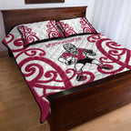 North Harbour Rugby New Zealand Quilt Bed Set Aotearoa Maori Pukana Tiki Mascot