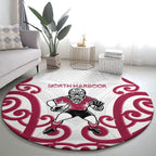 North Harbour Rugby New Zealand Round Carpet Aotearoa Maori Pukana Tiki Mascot