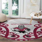 North Harbour Rugby New Zealand Round Carpet Aotearoa Maori Pukana Tiki Mascot
