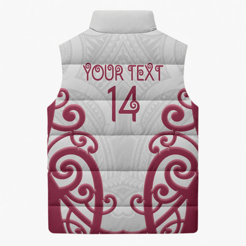 North Harbour Custom Rugby New Zealand Sleeveless Puffer Jacket Aotearoa Maori Pukana Tiki Mascot