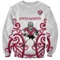 North Harbour Custom Rugby New Zealand Sweatshirt Aotearoa Maori Pukana Tiki Mascot