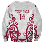 North Harbour Custom Rugby New Zealand Sweatshirt Aotearoa Maori Pukana Tiki Mascot
