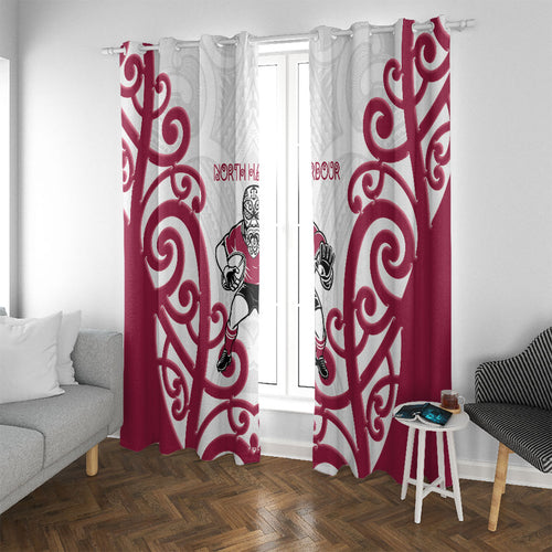 North Harbour Rugby New Zealand Window Curtain Aotearoa Maori Pukana Tiki Mascot