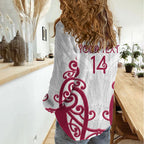 North Harbour Custom Rugby New Zealand Women Casual Shirt Aotearoa Maori Pukana Tiki Mascot