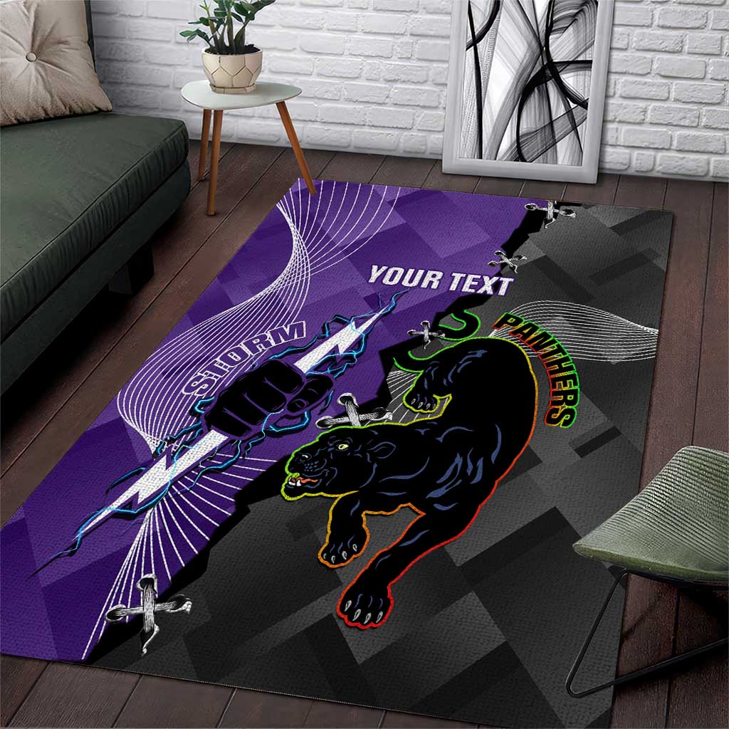 Personalised Storm And Panthers Rugby 2024 Area Rug Go Champions Grand Final Dynamic Style