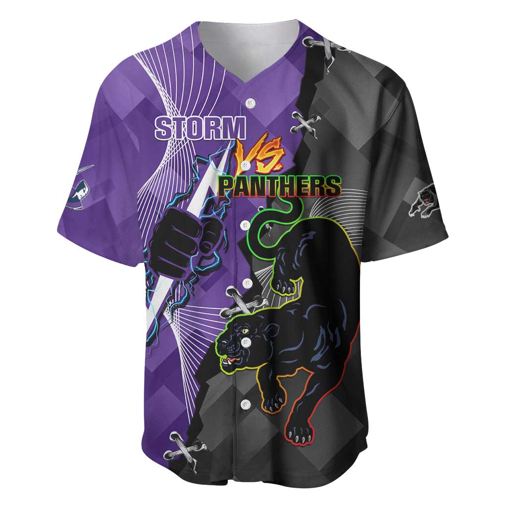 Personalised Storm And Panthers Rugby 2024 Baseball Jersey Go Champions Grand Final Dynamic Style