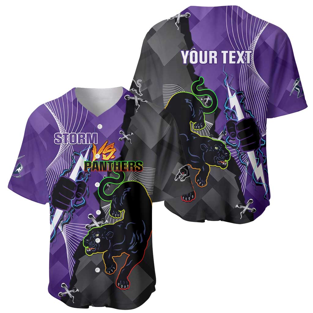 Personalised Storm And Panthers Rugby 2024 Baseball Jersey Go Champions Grand Final Dynamic Style