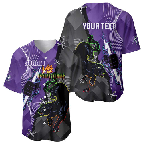Personalised Storm And Panthers Rugby 2024 Baseball Jersey Go Champions Grand Final Dynamic Style