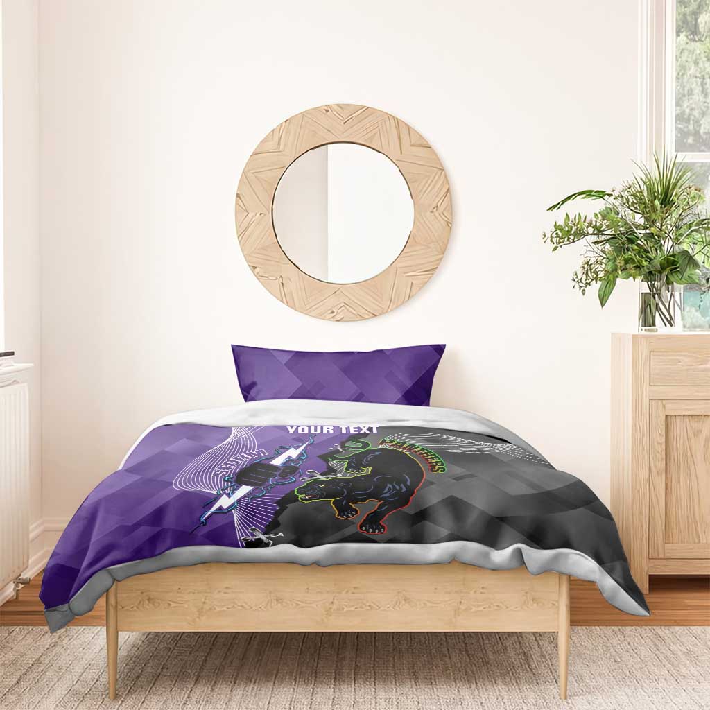 Personalised Storm And Panthers Rugby 2024 Bedding Set Go Champions Grand Final Dynamic Style