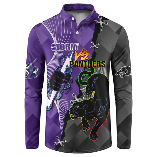 Personalised Storm And Panthers Rugby 2024 Button Sweatshirt Go Champions Grand Final Dynamic Style