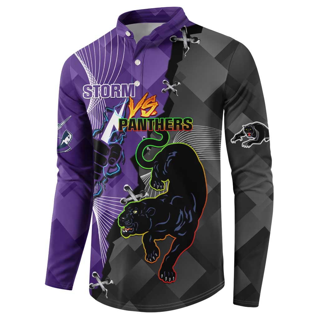 Personalised Storm And Panthers Rugby 2024 Button Sweatshirt Go Champions Grand Final Dynamic Style