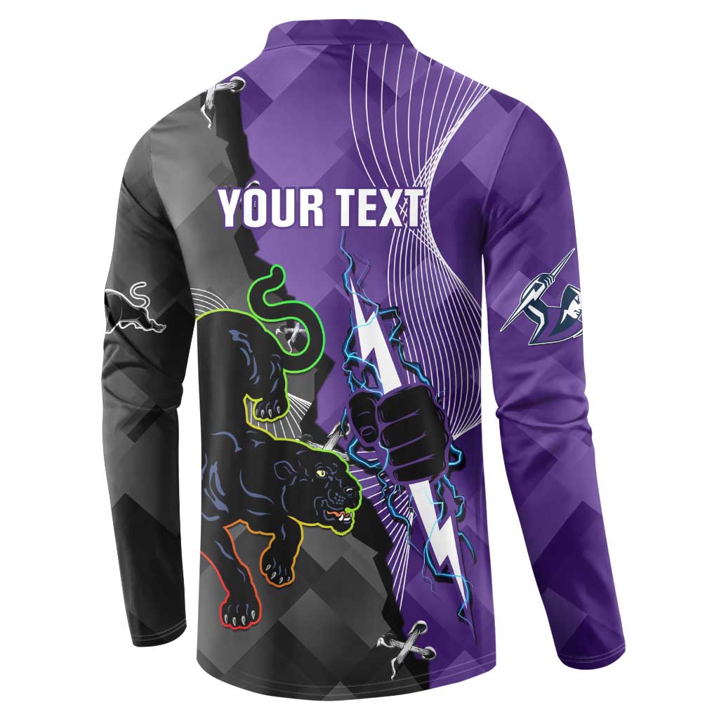 Personalised Storm And Panthers Rugby 2024 Button Sweatshirt Go Champions Grand Final Dynamic Style