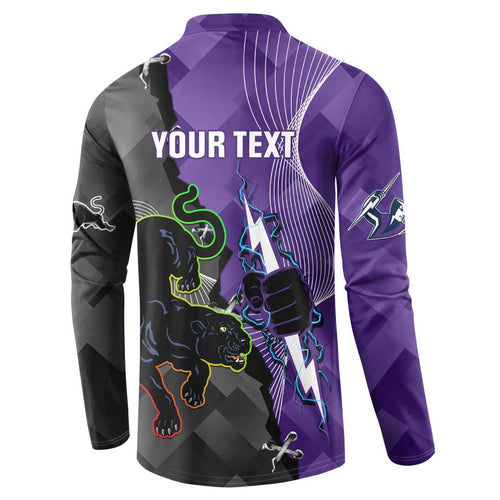 Personalised Storm And Panthers Rugby 2024 Button Sweatshirt Go Champions Grand Final Dynamic Style