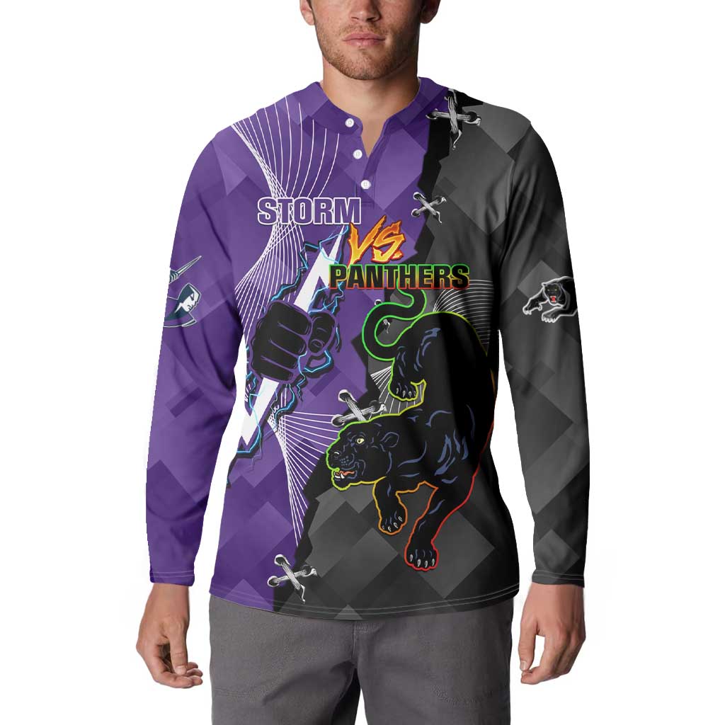 Personalised Storm And Panthers Rugby 2024 Button Sweatshirt Go Champions Grand Final Dynamic Style