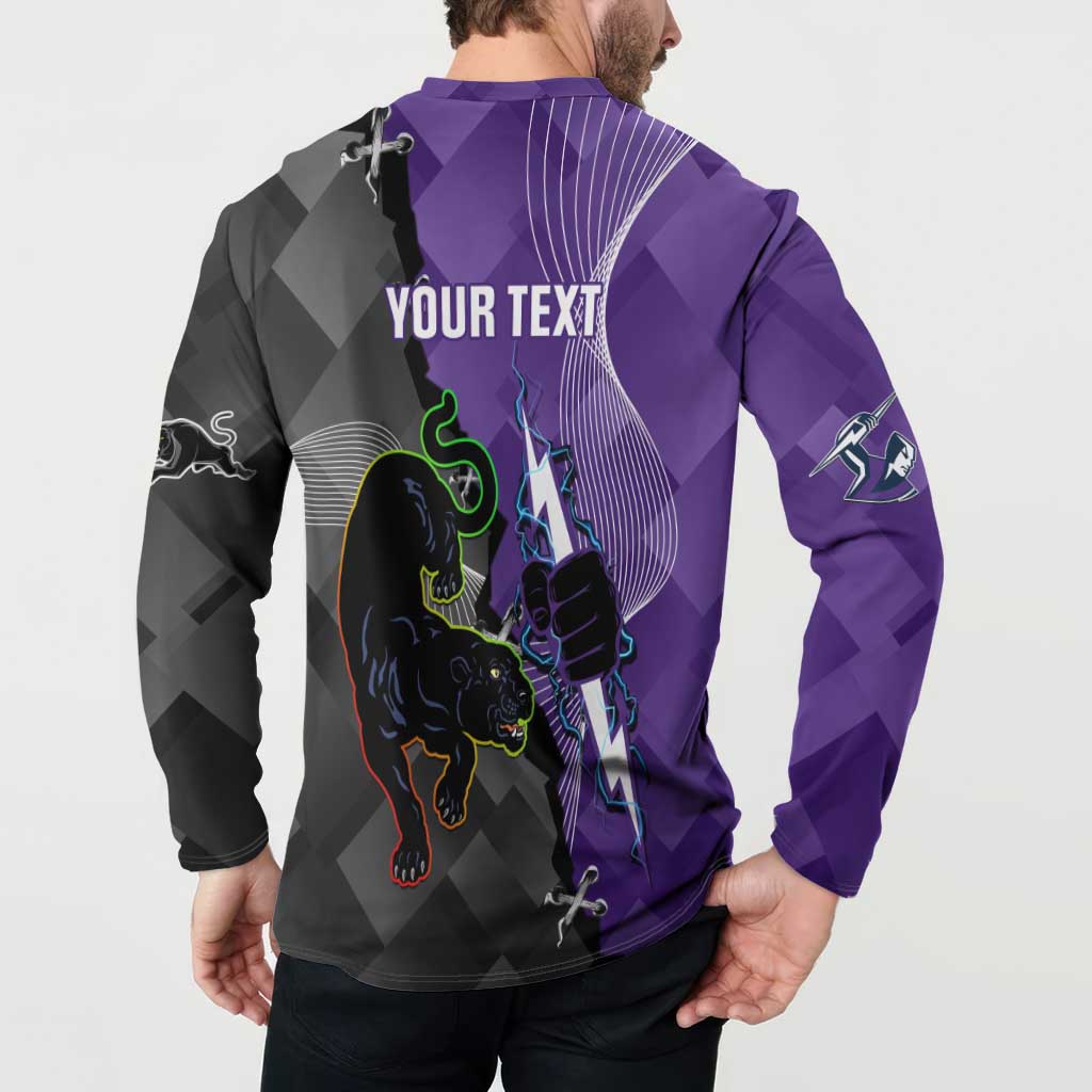 Personalised Storm And Panthers Rugby 2024 Button Sweatshirt Go Champions Grand Final Dynamic Style