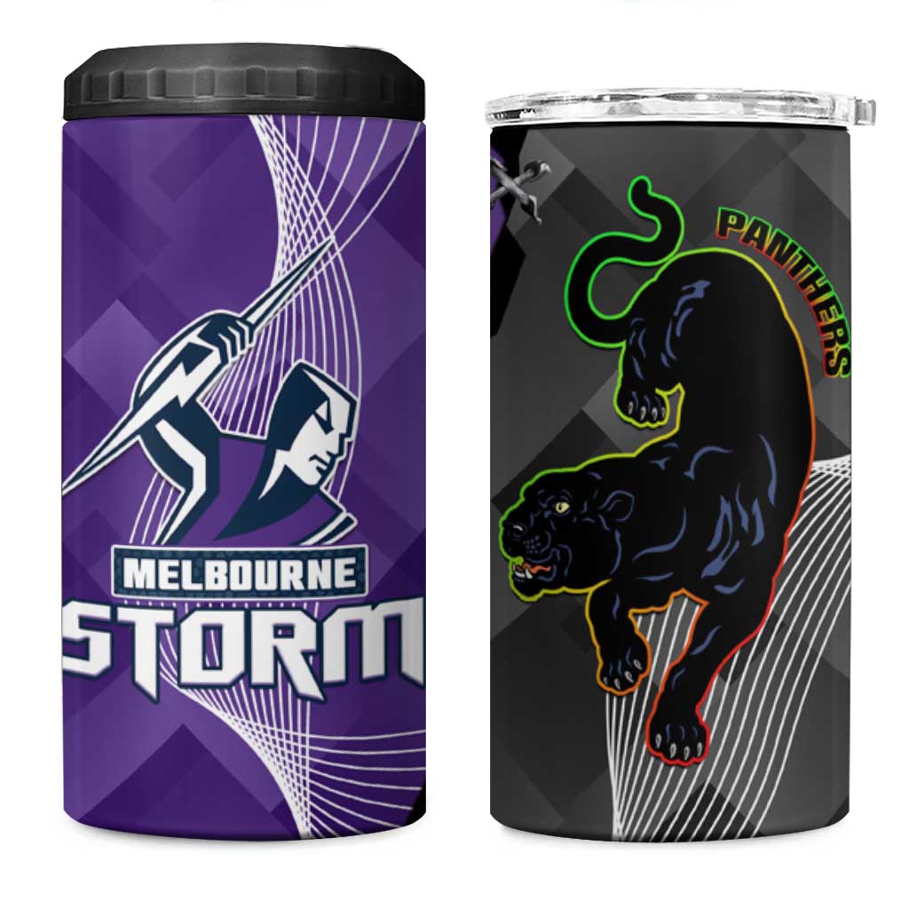 Storm And Panthers Rugby 2024 4 in 1 Can Cooler Tumbler Go Champions Grand Final Dynamic Style