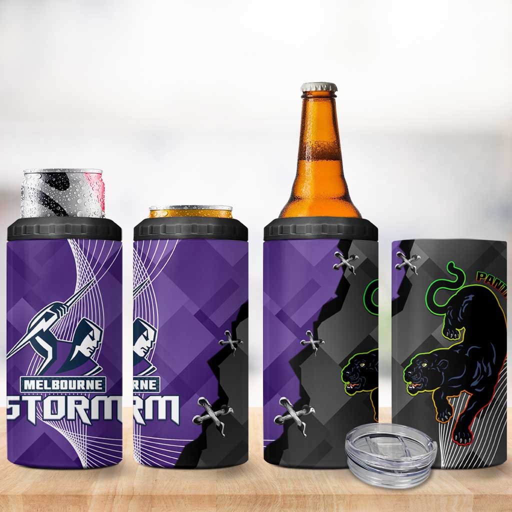 Storm And Panthers Rugby 2024 4 in 1 Can Cooler Tumbler Go Champions Grand Final Dynamic Style