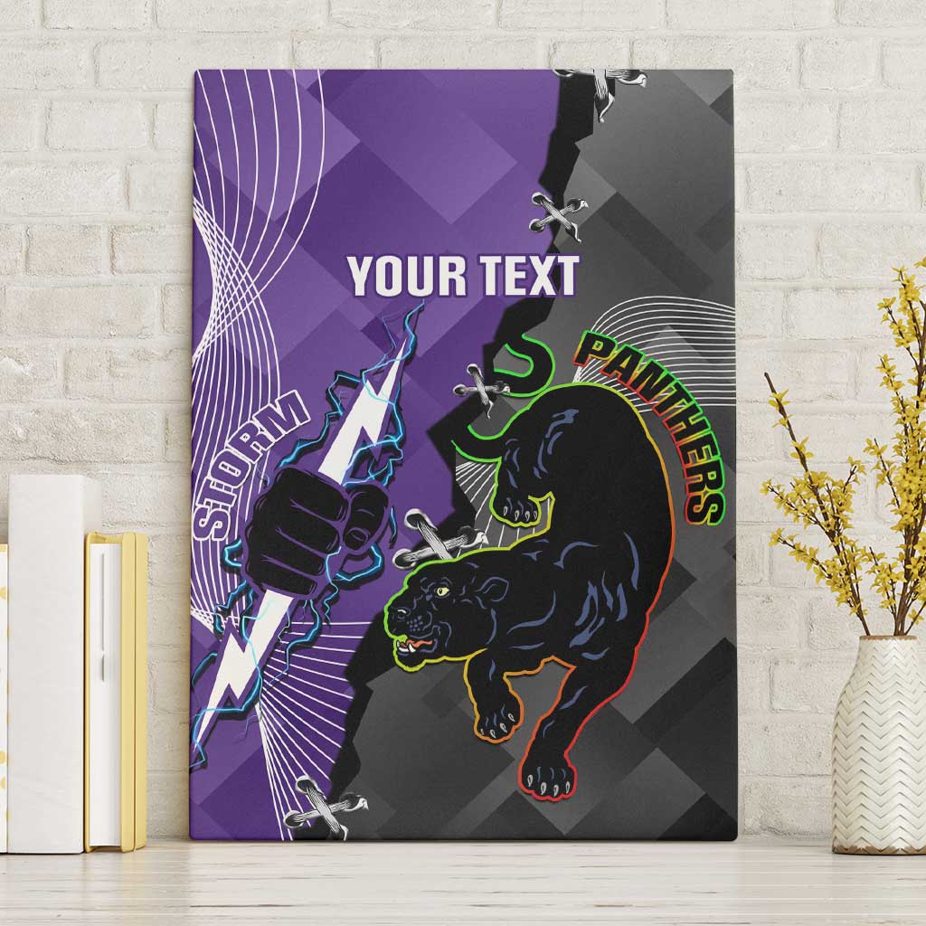 Personalised Storm And Panthers Rugby 2024 Canvas Wall Art Go Champions Grand Final Dynamic Style