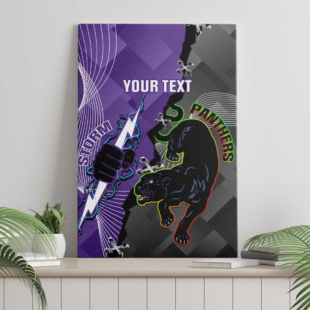 Personalised Storm And Panthers Rugby 2024 Canvas Wall Art Go Champions Grand Final Dynamic Style