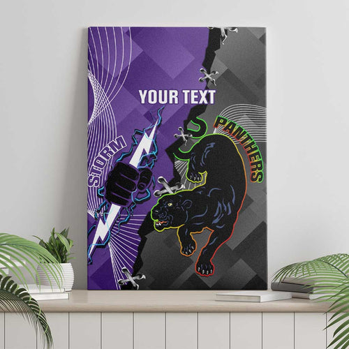Personalised Storm And Panthers Rugby 2024 Canvas Wall Art Go Champions Grand Final Dynamic Style