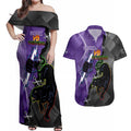 Personalised Storm And Panthers Rugby 2024 Couples Matching Off Shoulder Maxi Dress and Hawaiian Shirt Go Champions Grand Final Dynamic Style