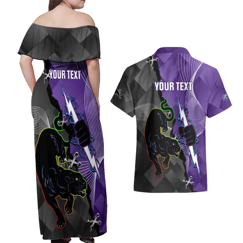Personalised Storm And Panthers Rugby 2024 Couples Matching Off Shoulder Maxi Dress and Hawaiian Shirt Go Champions Grand Final Dynamic Style