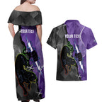 Personalised Storm And Panthers Rugby 2024 Couples Matching Off Shoulder Maxi Dress and Hawaiian Shirt Go Champions Grand Final Dynamic Style