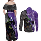 Personalised Storm And Panthers Rugby 2024 Couples Matching Off Shoulder Maxi Dress and Long Sleeve Button Shirt Go Champions Grand Final Dynamic Style