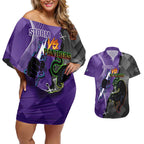 Personalised Storm And Panthers Rugby 2024 Couples Matching Off Shoulder Short Dress and Hawaiian Shirt Go Champions Grand Final Dynamic Style