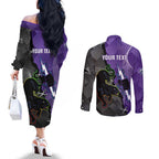 Personalised Storm And Panthers Rugby 2024 Couples Matching Off The Shoulder Long Sleeve Dress and Long Sleeve Button Shirt Go Champions Grand Final Dynamic Style