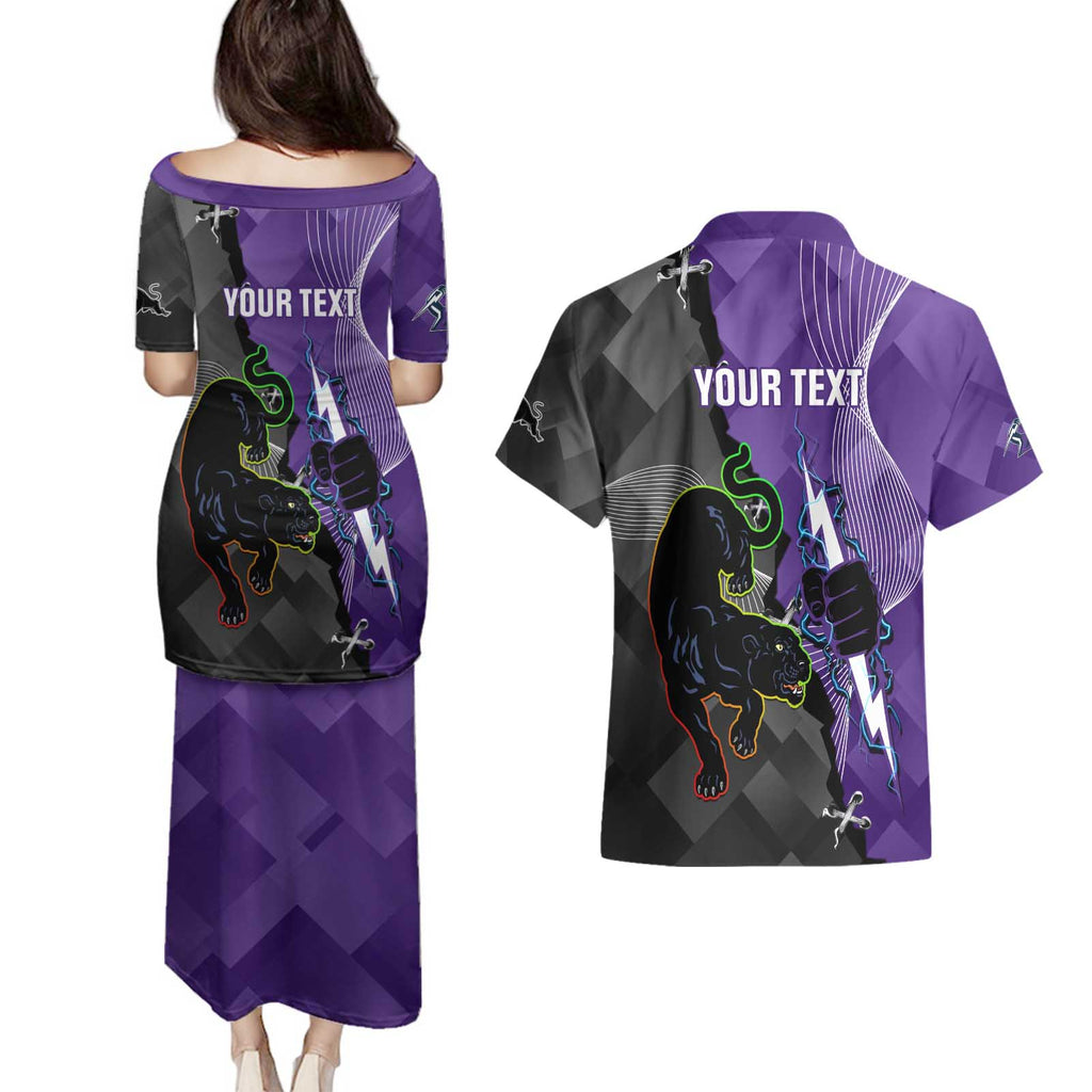 Personalised Storm And Panthers Rugby 2024 Couples Matching Puletasi and Hawaiian Shirt Go Champions Grand Final Dynamic Style