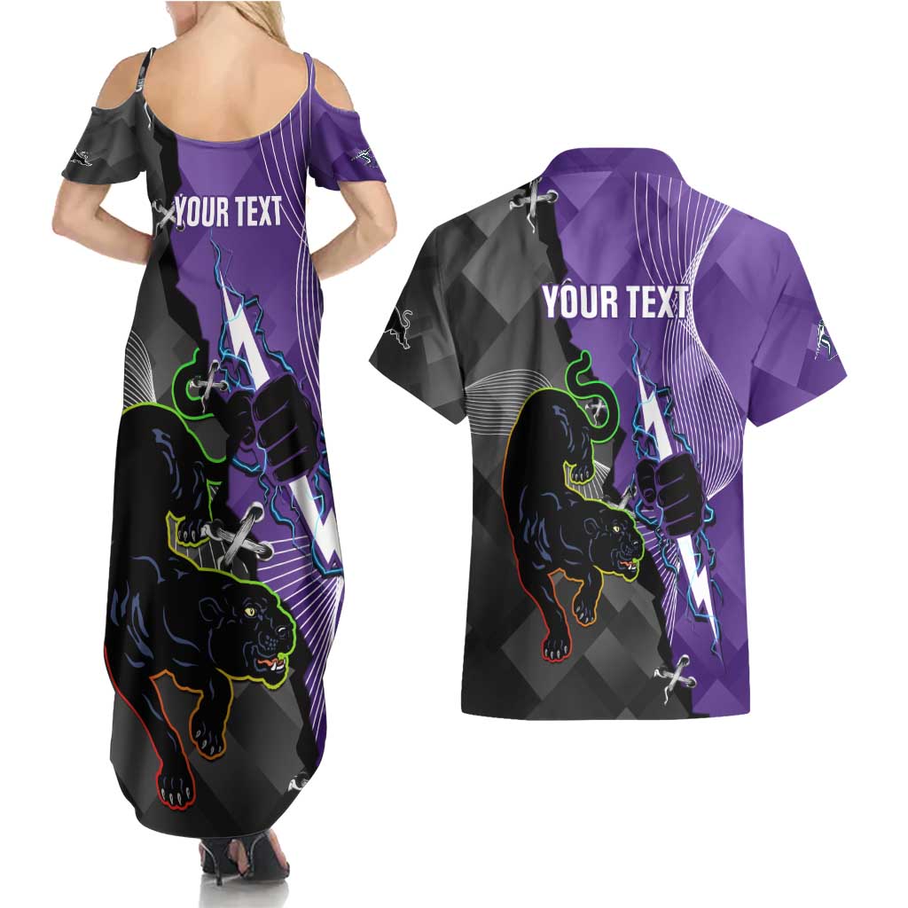 Personalised Storm And Panthers Rugby 2024 Couples Matching Summer Maxi Dress and Hawaiian Shirt Go Champions Grand Final Dynamic Style