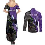 Personalised Storm And Panthers Rugby 2024 Couples Matching Summer Maxi Dress and Long Sleeve Button Shirt Go Champions Grand Final Dynamic Style